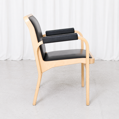 Alvar Aalto E45 Armchair for Artek in Birch and Black Leather
