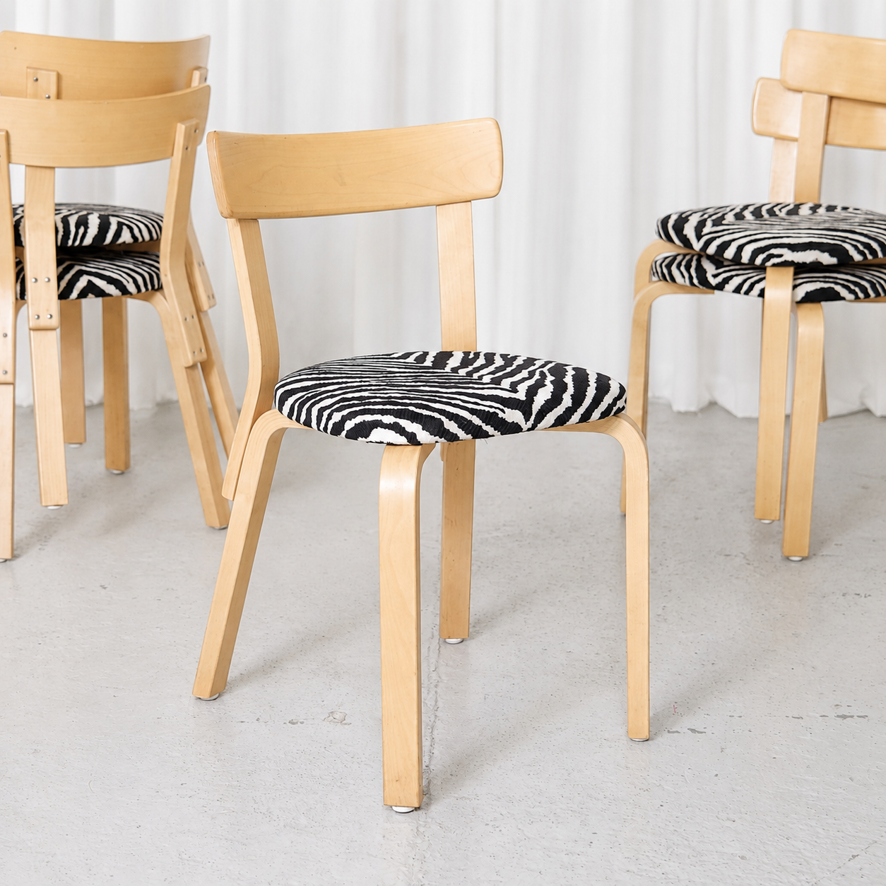 Alvar Aalto Chair 69 with Zebra Upholstery for Artek