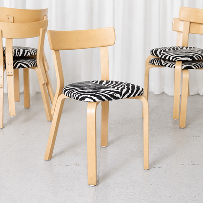 Alvar Aalto Chair 69 with Zebra Upholstery for Artek