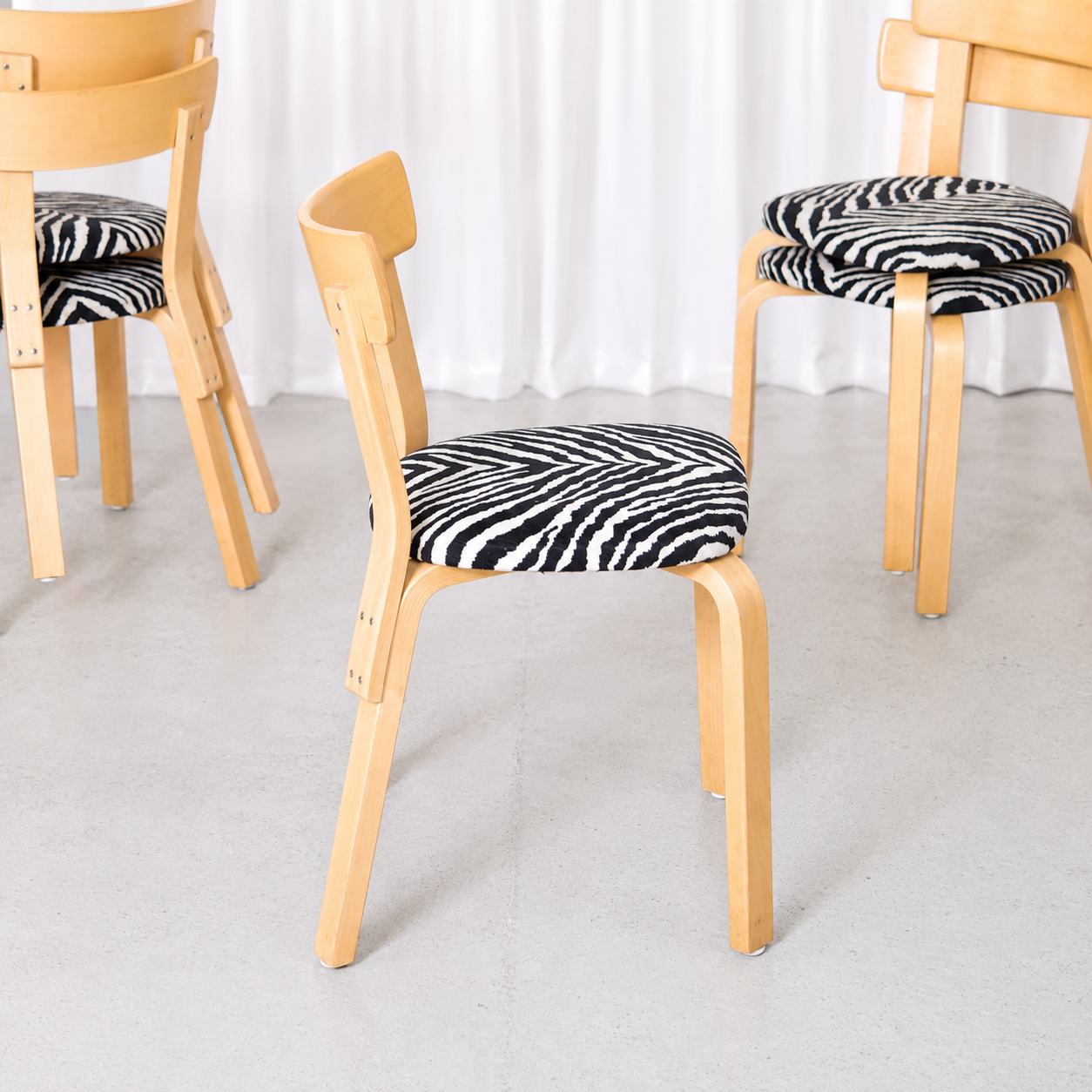Alvar Aalto Chair 69 with Zebra Upholstery for Artek