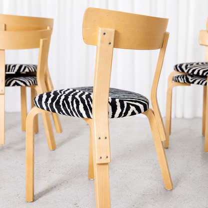 Alvar Aalto Chair 69 with Zebra Upholstery for Artek