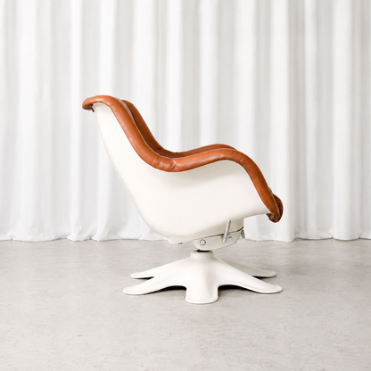 Yrjö Kukkapuro Karuselli 418 Swivel Lounge Chair for Haimi in Brown Leather