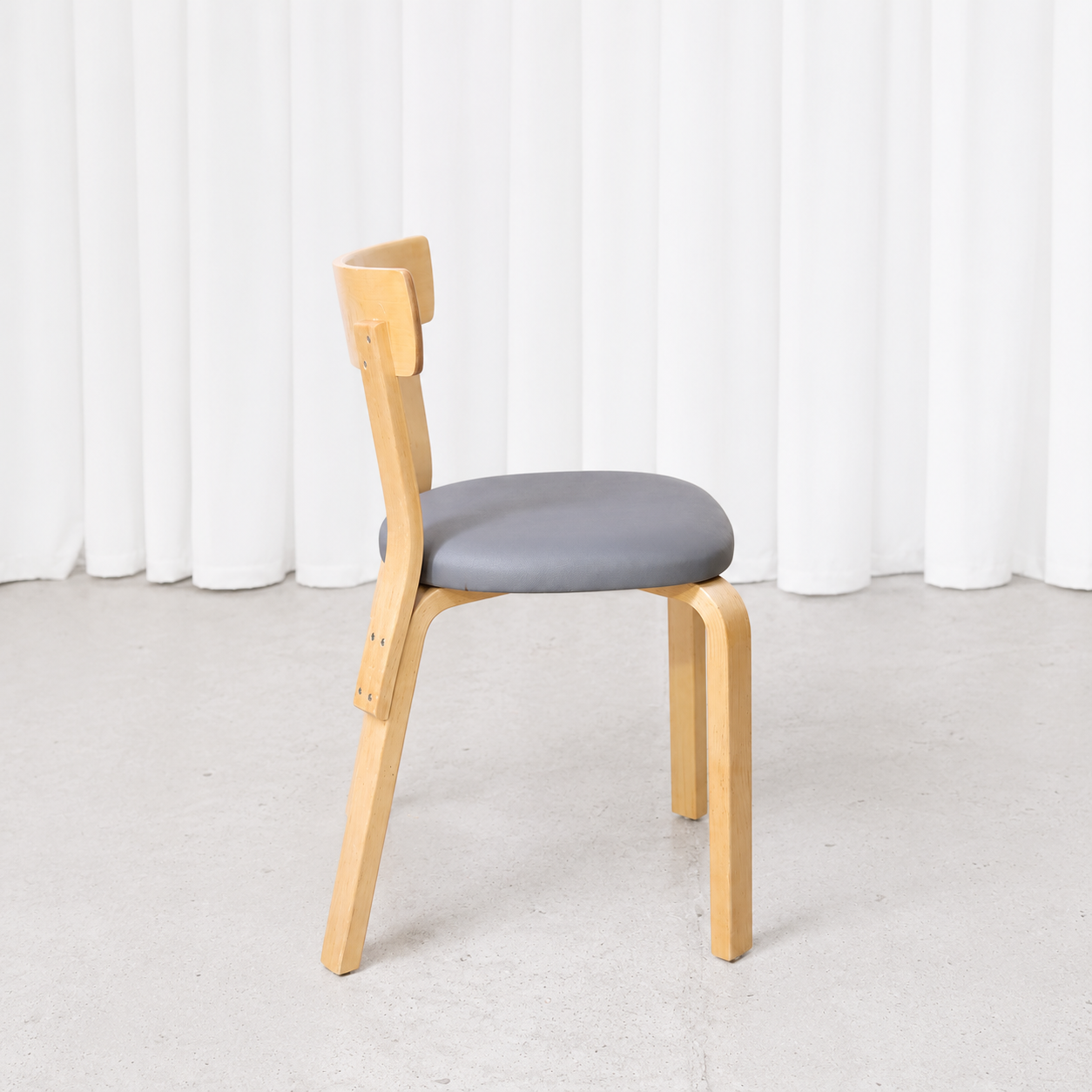 Artek Chair 69 with Grey Upholstery by Alvar Aalto