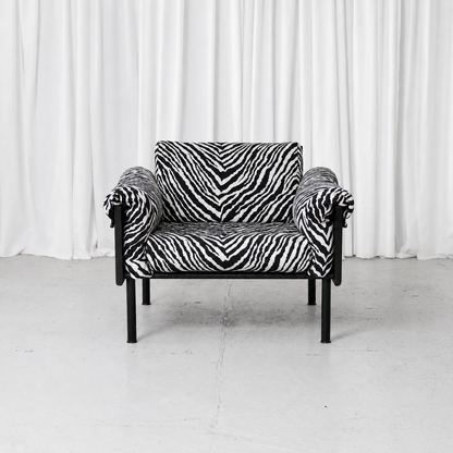 Yrjö Kukkapuro Ateljee Armchair with Zebra Upholstery, Black Frame