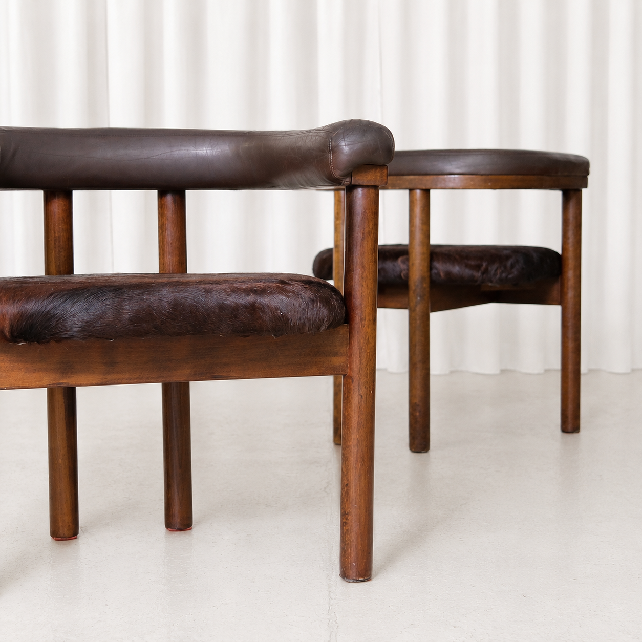 Esko Pajamies Polar Dining Chairs with Cowhide Seats for Lepo Finn