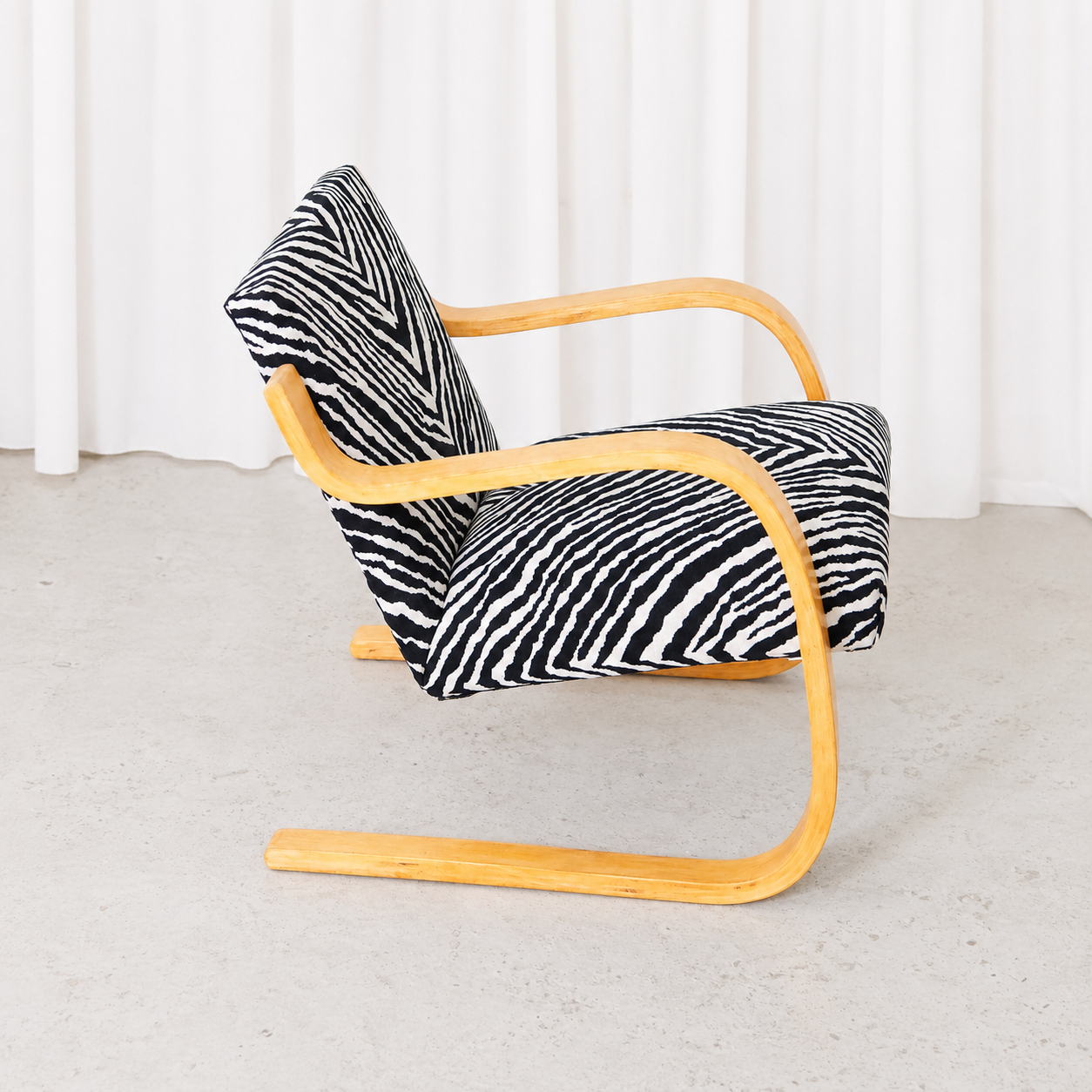 Artek 402 Armchair with Zebra Upholstery by Alvar Aalto