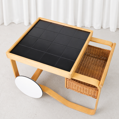 Artek 900 Tea Trolley with Black Ceramic Tiles by Alvar Aalto