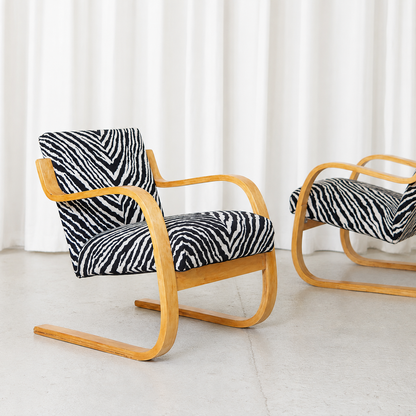 Artek 402 Armchair with Zebra Upholstery by Alvar Aalto