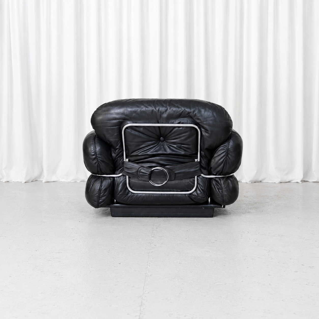Isku Hannibal Black Leather Armchair by Kurt Hvitsjö