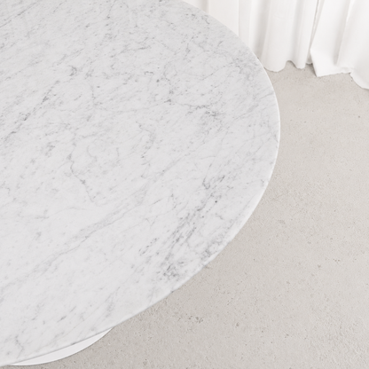 Eero Saarinen Tulip Dining Table by Knoll with White Marble Top