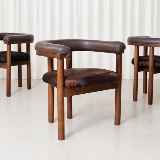 Esko Pajamies Polar Dining Chairs with Cowhide Seats for Lepo Finn