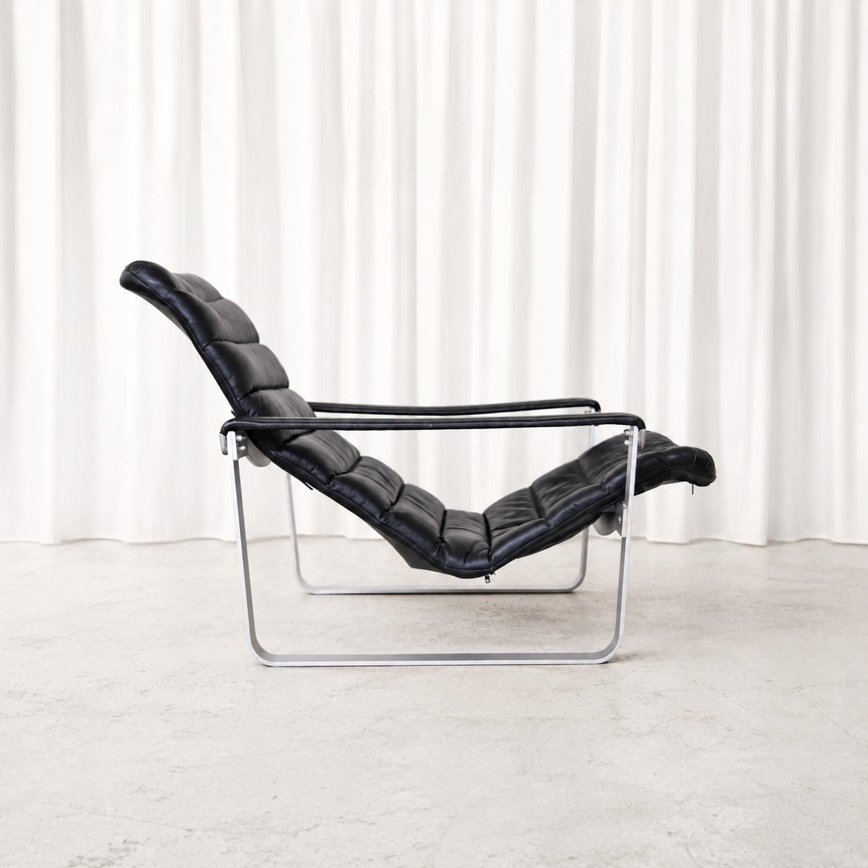Ilmari Lappalainen Pulkka Armchair in Black Leather for Asko