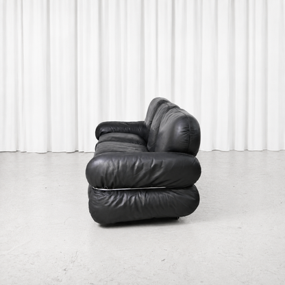 Isku Hannibal Sofa by Kurt Hvitsjö in Black Leather