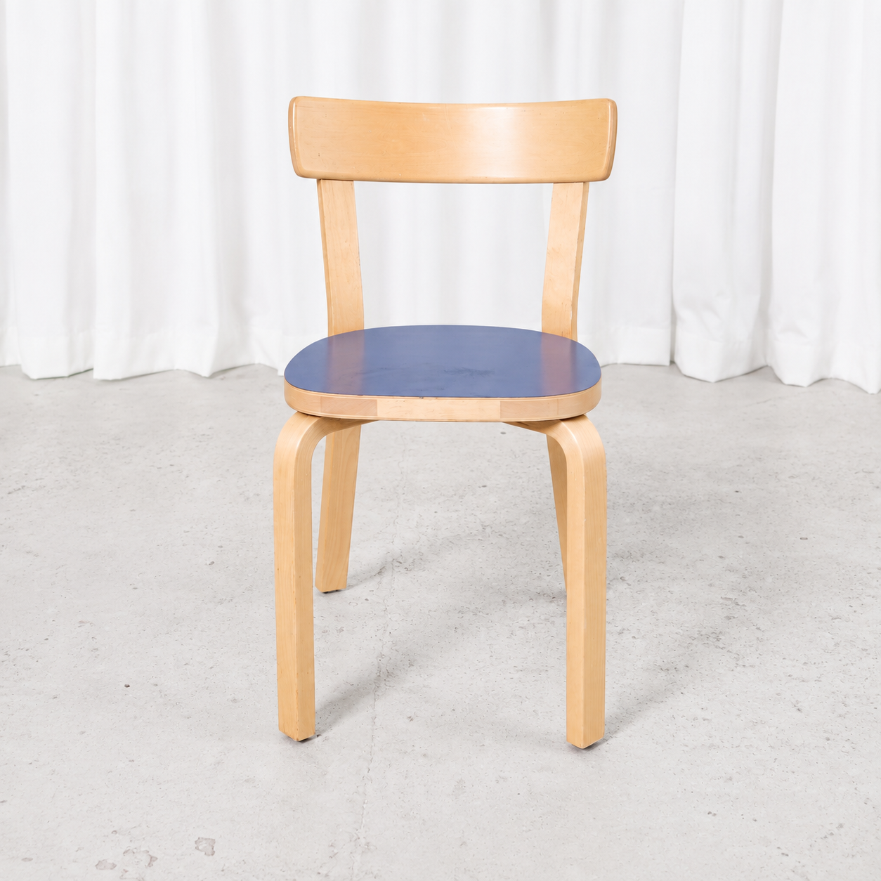 Alvar Aalto Chair 69 for Artek with Blue Laminate