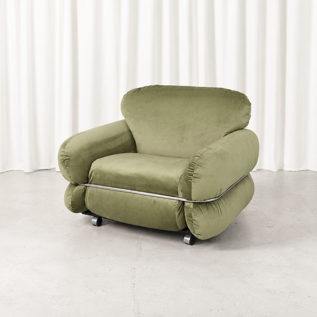 Isku Hannibal Armchair in Olive Green by Kurt Hvitsjö