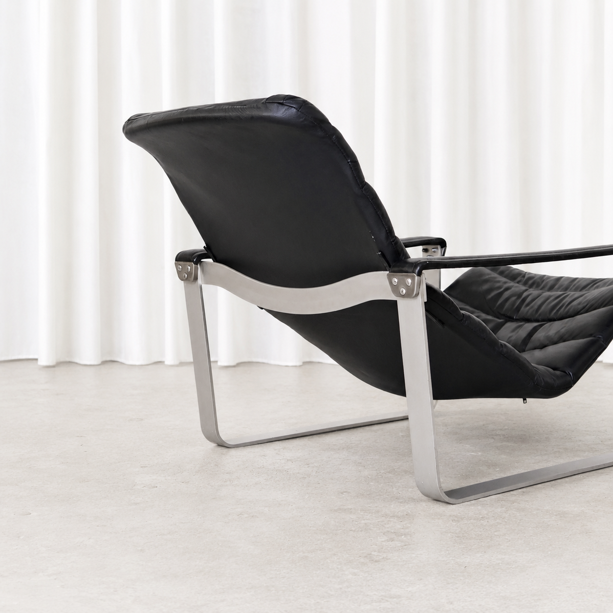 Ilmari Lappalainen Pulkka Armchair in Black Leather for Asko