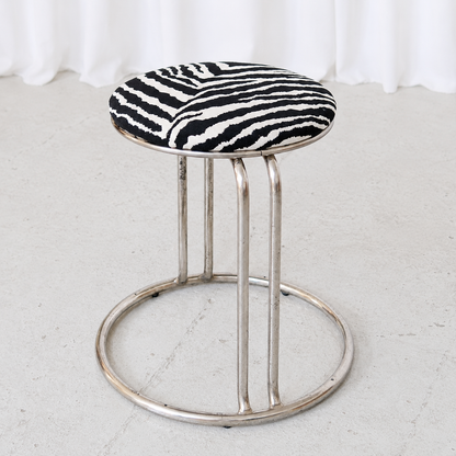 Vintage Chrome Stool with Zebra Upholstery