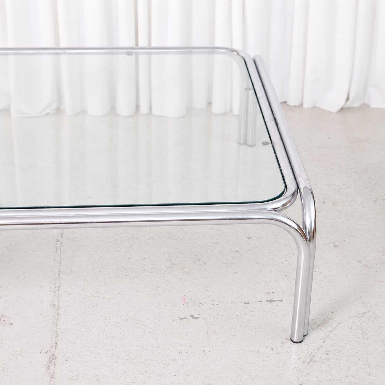 Vintage Italian Chrome and Glass Coffee Table