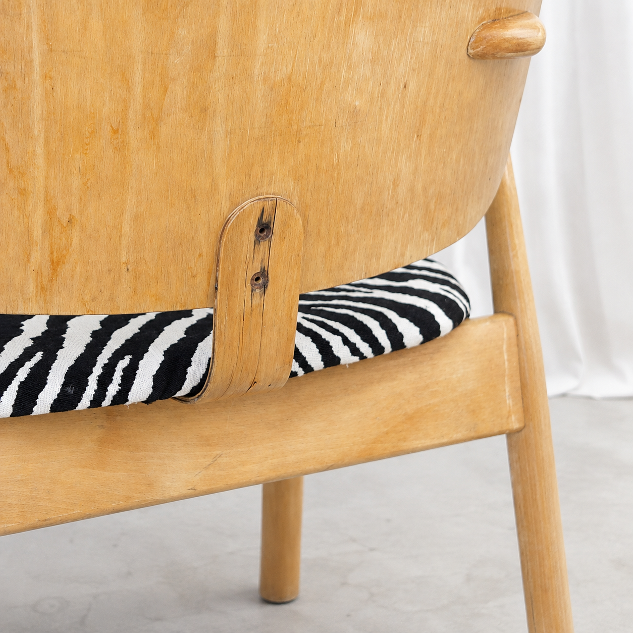 Ilmari Tapiovaara Domus Chair with Zebra Upholstery, 1950s
