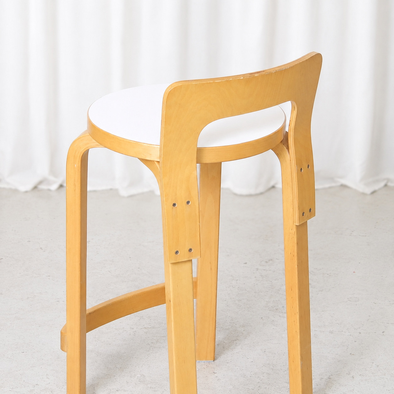 Artek K65 Bar Stool in Birch and White Laminate