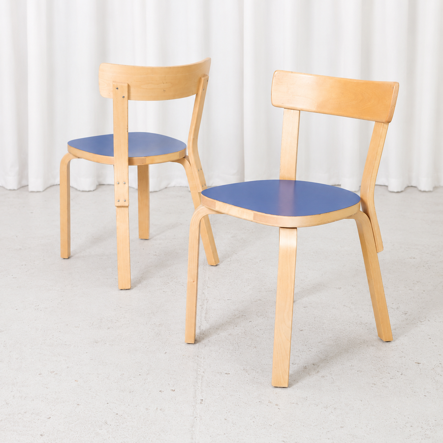 Alvar Aalto Chair 69 for Artek with Blue Laminate