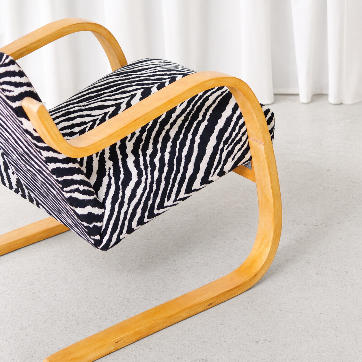 Artek 402 Armchair with Zebra Upholstery by Alvar Aalto
