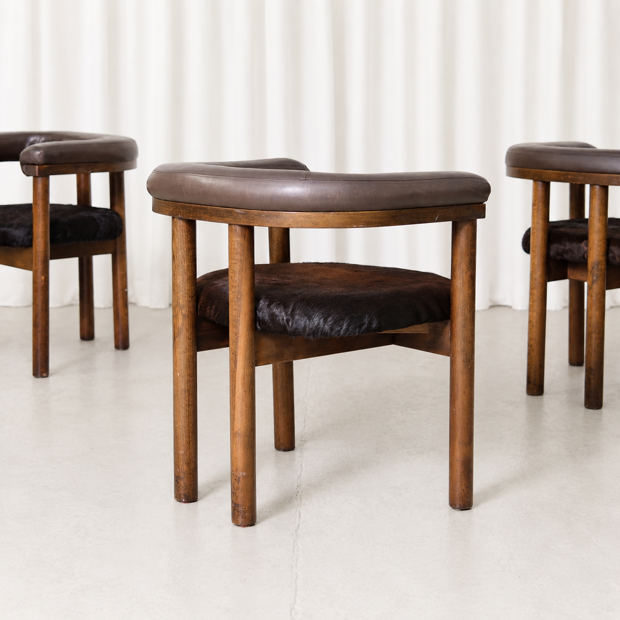 Esko Pajamies Polar Dining Chairs with Cowhide Seats for Lepo Finn