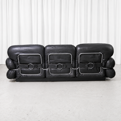 Isku Hannibal Sofa by Kurt Hvitsjö in Black Leather