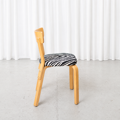 Artek Chair 69 with Zebra Upholstery by Alvar Aalto
