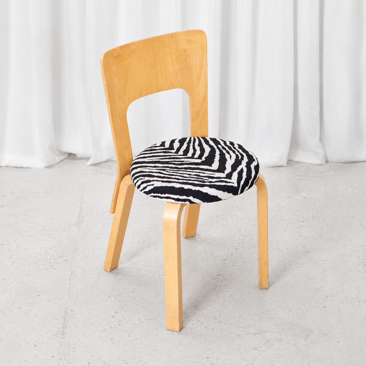 Alvar Aalto Chair 66 for Artek with Zebra Upholstery