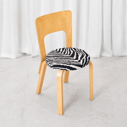 Alvar Aalto Chair 66 for Artek with Zebra Upholstery