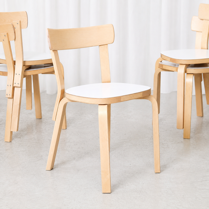 Artek Chair 69 White Laminate by Alvar Aalto