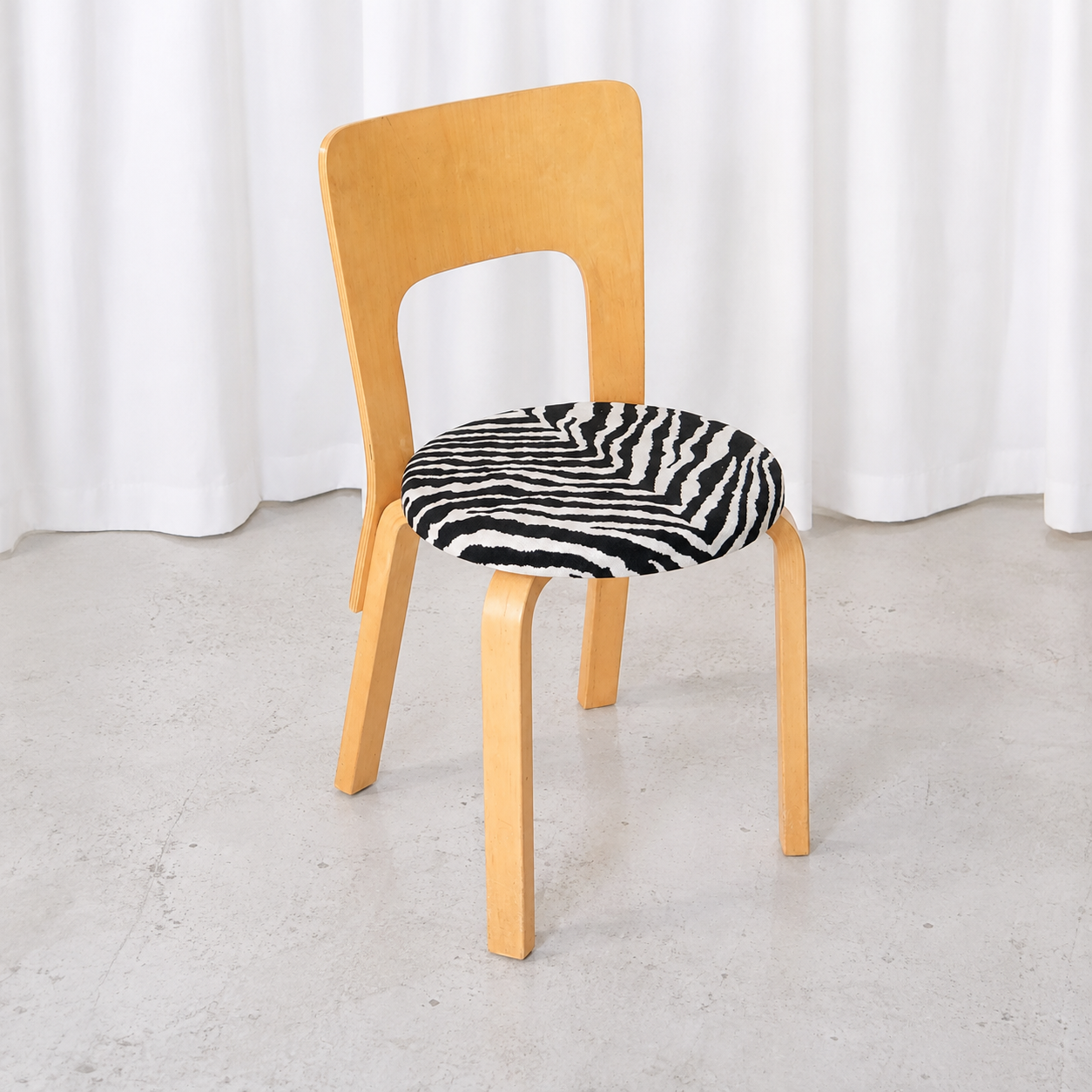 Alvar Aalto Chair 66 for Artek with Zebra Upholstery
