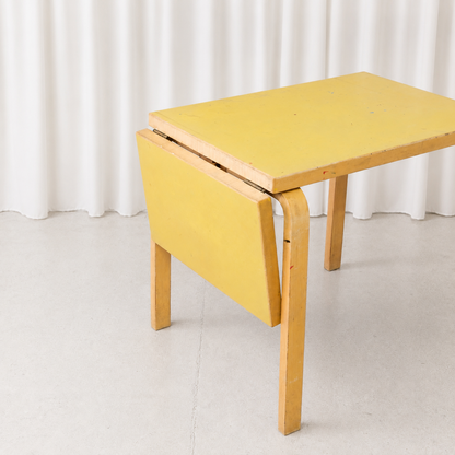 Alvar Aalto DL82 Drop-Leaf Table with Yellow Linoleum for Artek
