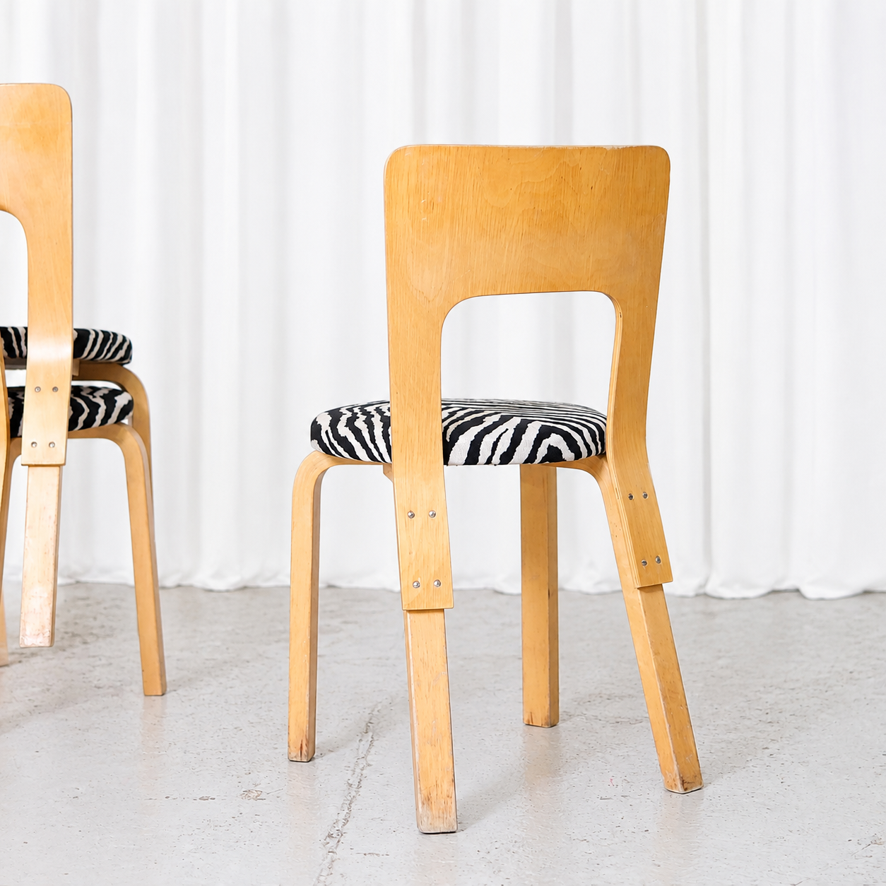 Alvar Aalto Chair 66 for Artek with Zebra Upholstery