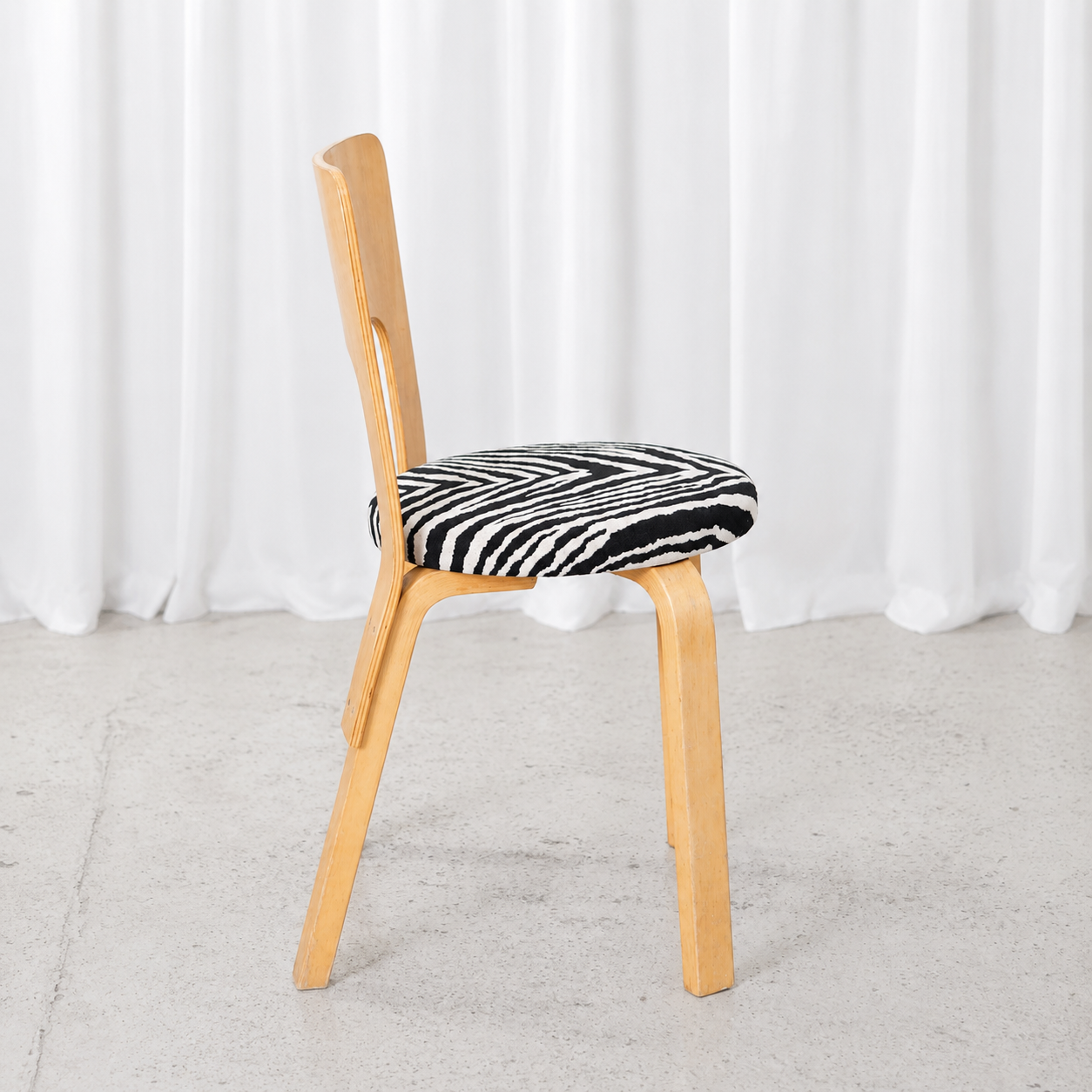 Alvar Aalto Chair 66 for Artek with Zebra Upholstery
