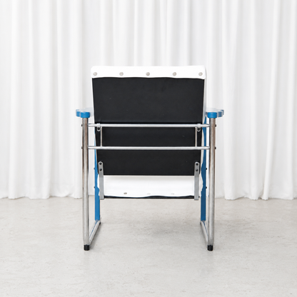 Yrjö Kukkapuro Experiment Chair in White Leather and Blue Armrests for Avarte