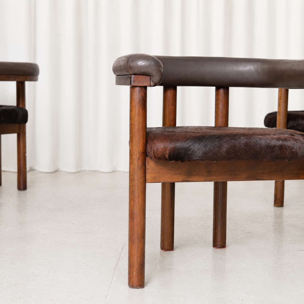Esko Pajamies Polar Dining Chairs with Cowhide Seats for Lepo Finn