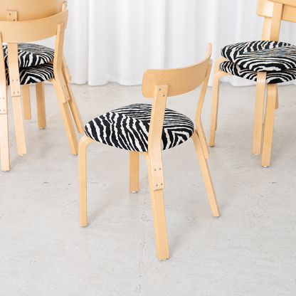 Alvar Aalto Chair 69 with Zebra Upholstery for Artek