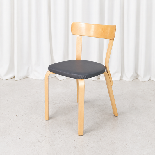 Artek Chair 69 by Alvar Aalto with Dark Grey Upholstery