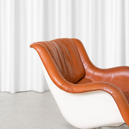 Yrjö Kukkapuro Karuselli 418 Swivel Lounge Chair for Haimi in Brown Leather