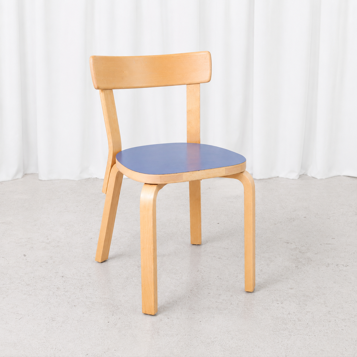 Alvar Aalto Chair 69 for Artek with Blue Laminate