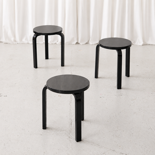 Artek Stool 60 by Alvar Aalto, Black