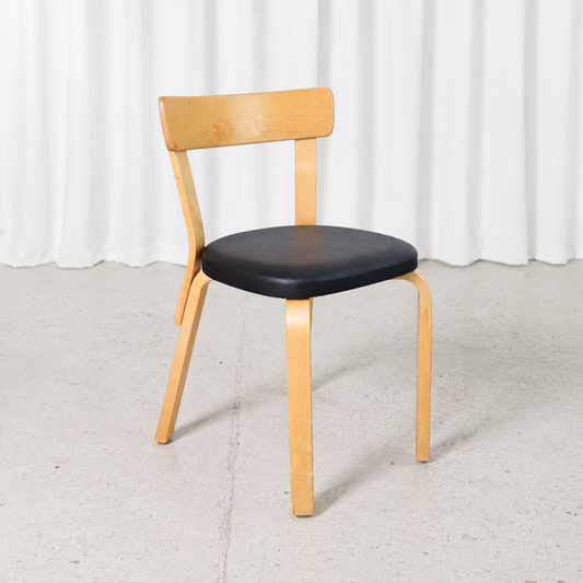 Alvar Aalto Chair 69 with Black Upholstery for Artek