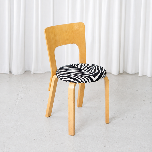Alvar Aalto Chair 66 for Artek with Zebra Upholstery