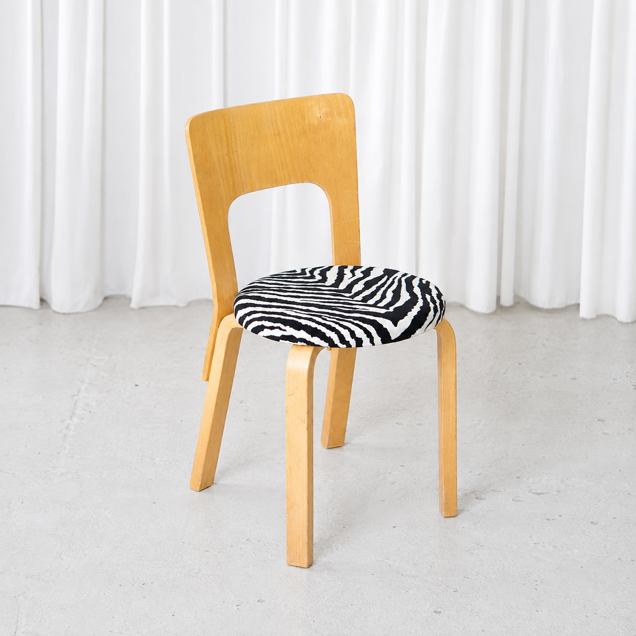 Alvar Aalto Chair 66 for Artek with Zebra Upholstery