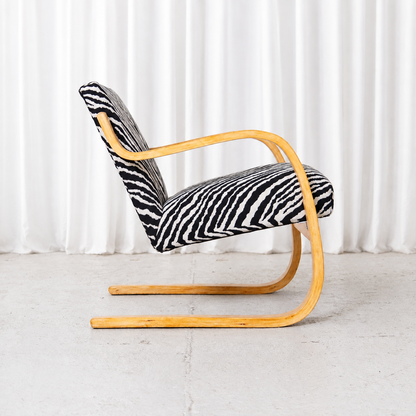 Artek 402 Armchair with Zebra Upholstery by Alvar Aalto