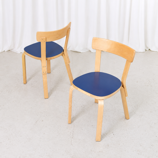 Alvar Aalto Chair 69 for Artek with Blue Laminate