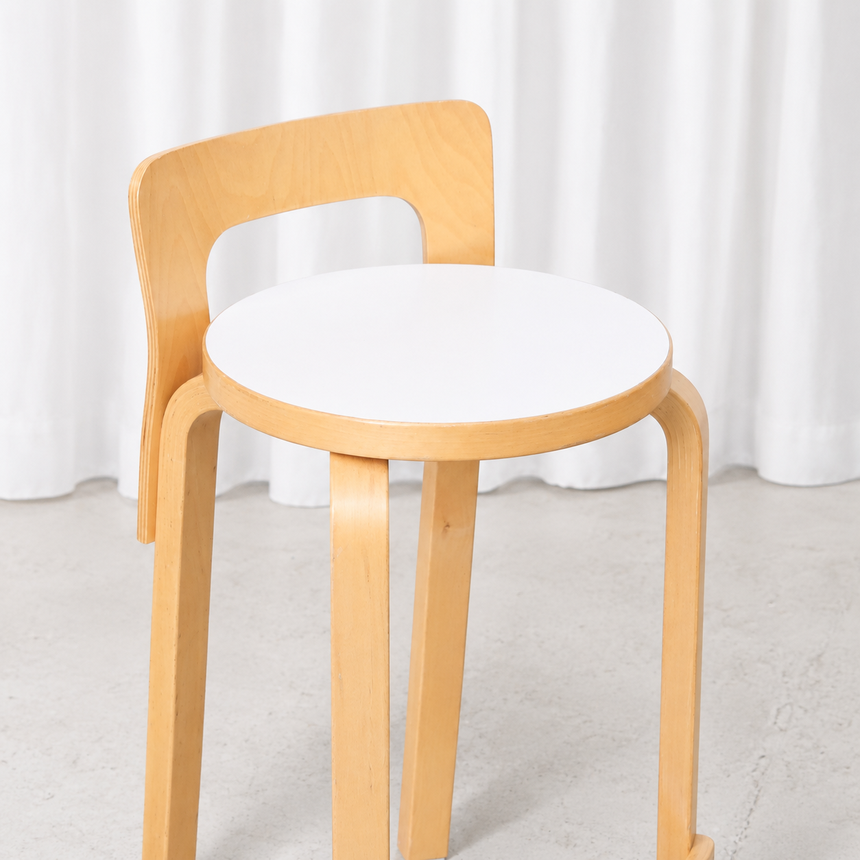 Artek K65 Bar Stool in Birch and White Laminate