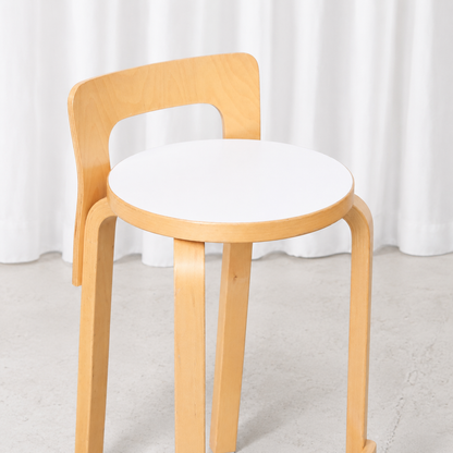 Artek K65 Bar Stool in Birch and White Laminate